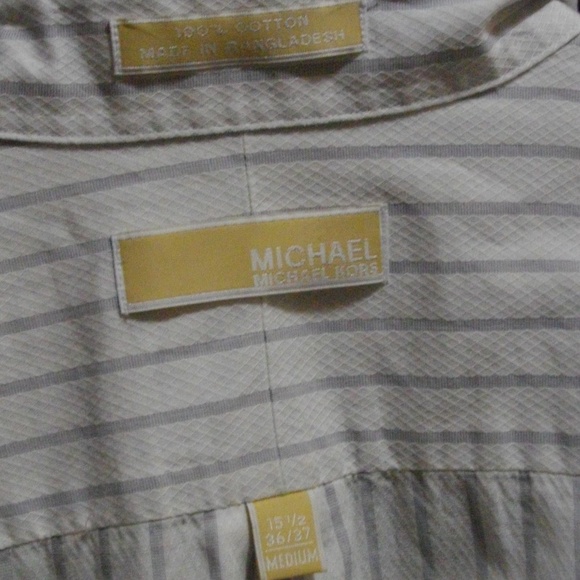 Michael Michael Kors White Gray Pin Stripes Shirt - Picture 3 of 7